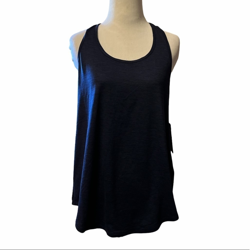 Blue racer back tank top, Reebok, large, New